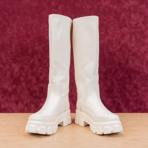 Circus NY Wmn Dollie Ivory Vegan Leather Platform Festival Combat Boots sz 6 - Picture 2 of 10